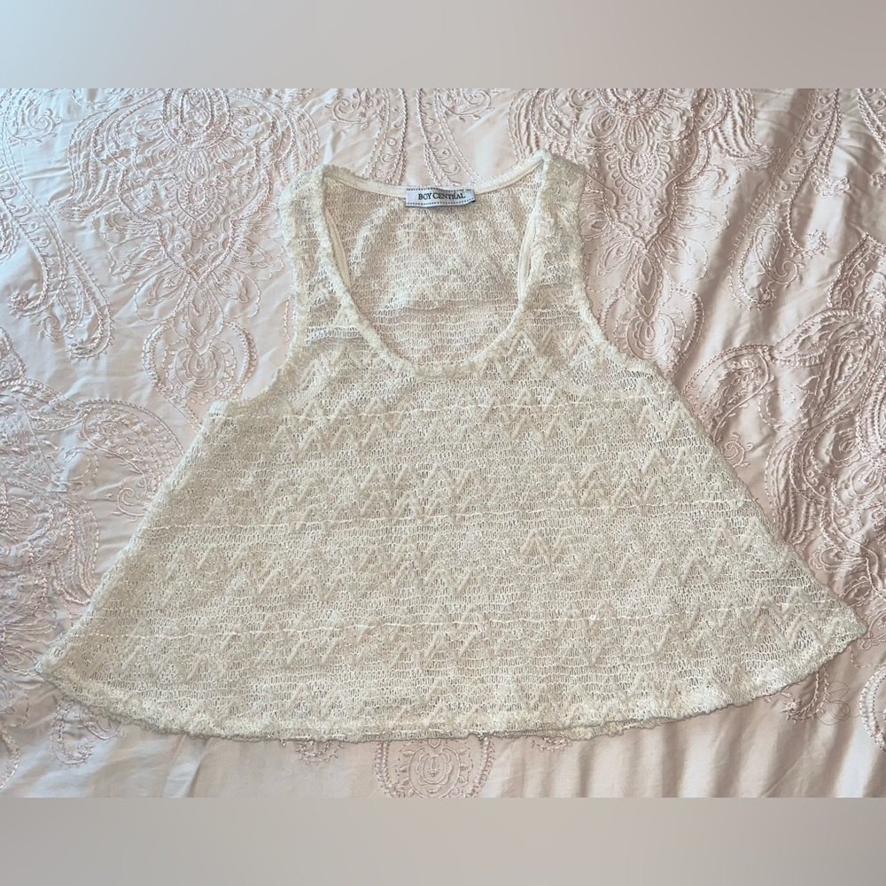 Body Central Cream Knit Crop Tank Top Y2K Size Small